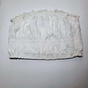 Frame Smocked Strapless Tube Top in Blanc Size XS